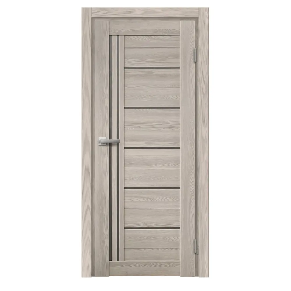 Комплект двери Новара Вертикаль остекленная 80x200 см ПВХ цвет ривьера с добором 200 мм МАРИО РИОЛИ STLM-2081893