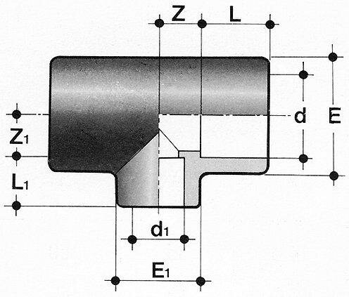 SANIT 72102001090040 Тройник, PVC-U уменьшается  - Вид №1