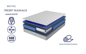 90745771 Матрас Лидер Massage 90x190 см, независимый пружинный блок STLM-0365761 MATRATEX