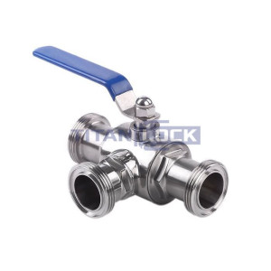 Кран шаровый молочный трехходовой нерж 304, тип L, DN 50, TL3BVMT50L-S TITAN LOCK