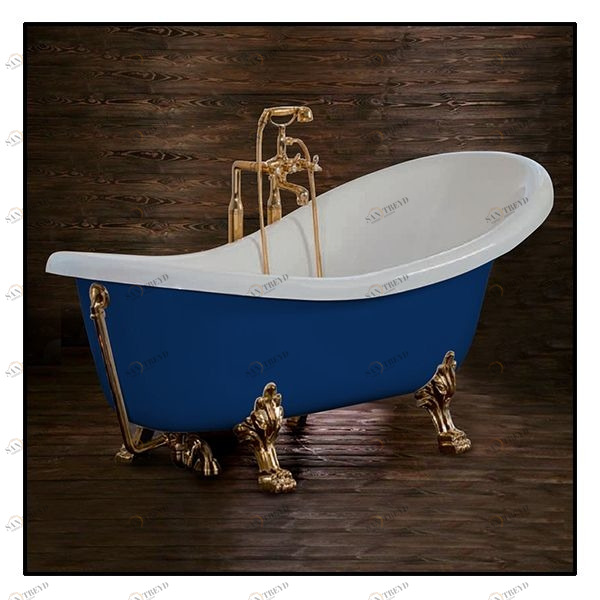 Ванна Akcjum Rectime 170 WR-02-01-BR-C овальная синяя с золотыми ножками WR0201BRC