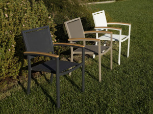 Алюминиевый штабелируемый садовый стул с подлокотниками