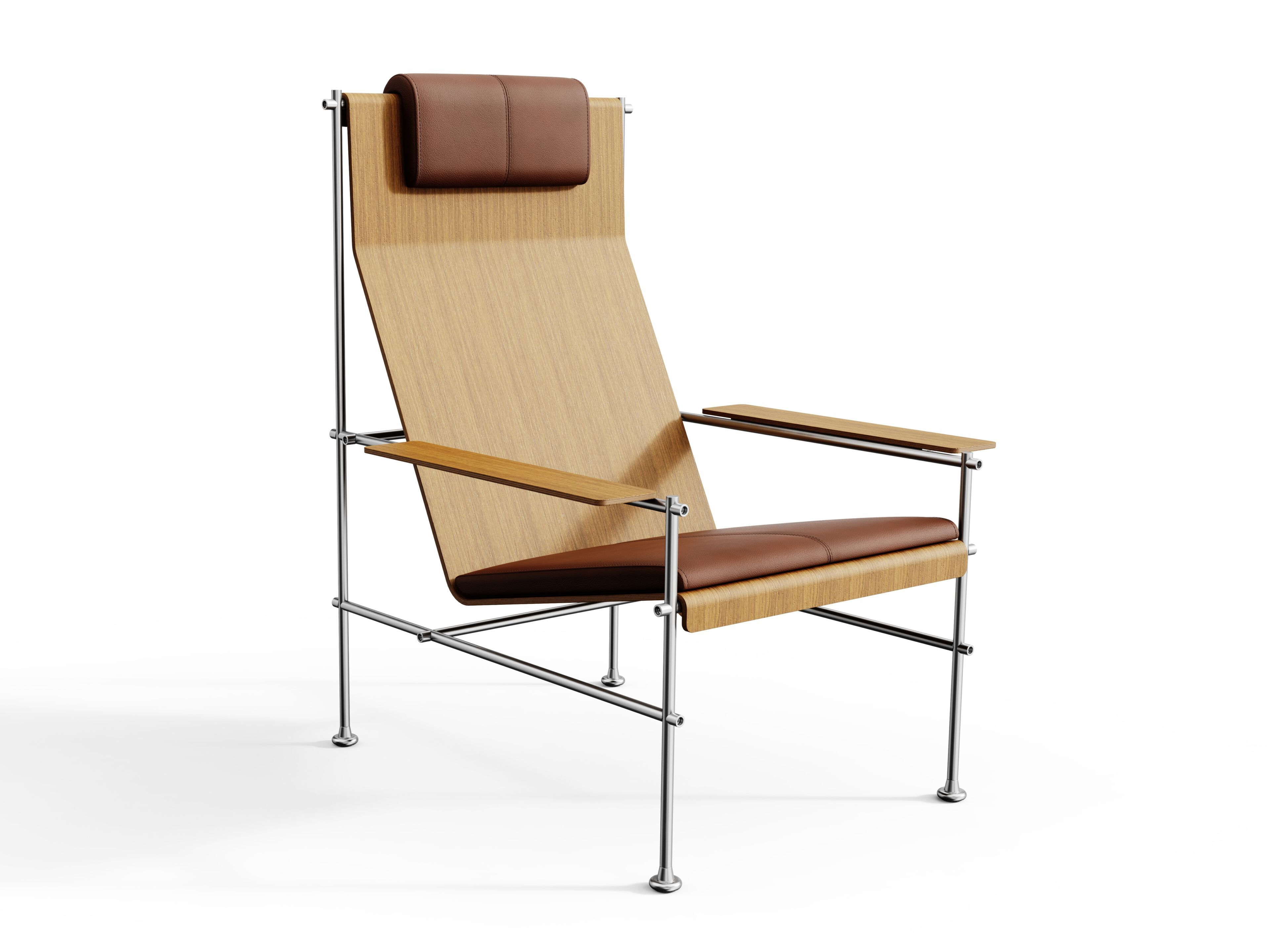 Стальное и деревянное кресло с подлокотниками Bla Station VILLHEM ARCH-00129224