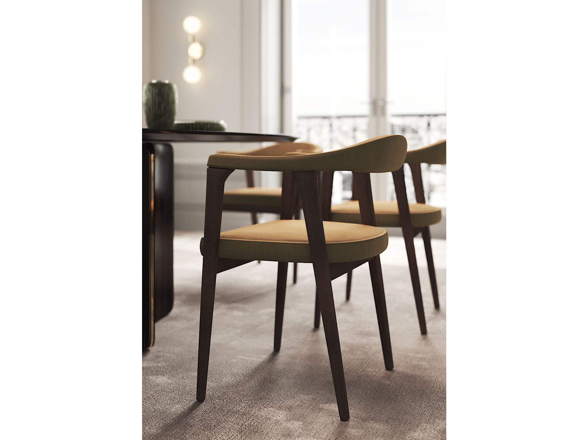 Деревянный мягкий стул с подлокотниками PRADDY Natur ARCH-00105048 - Вид №4