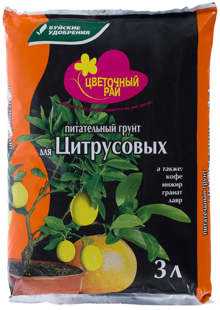 18422949 Почвогрунт «Цветочный рай» питательный для цитрусовых 3 л STLM-0010759