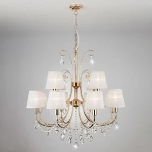 Подвесная люстра Eurosvet Emiliana 10087/12 золото/прозрачный хрусталь Strotskis EUROSVET ДИЗАЙНЕРСКИЕ, EMILIANA 187335 Белый