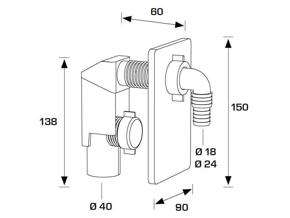 ABS стиральная машина и посудомоечная машина встраиваемый сифон Bonomini Compact ARCH-00116943 - Вид №3