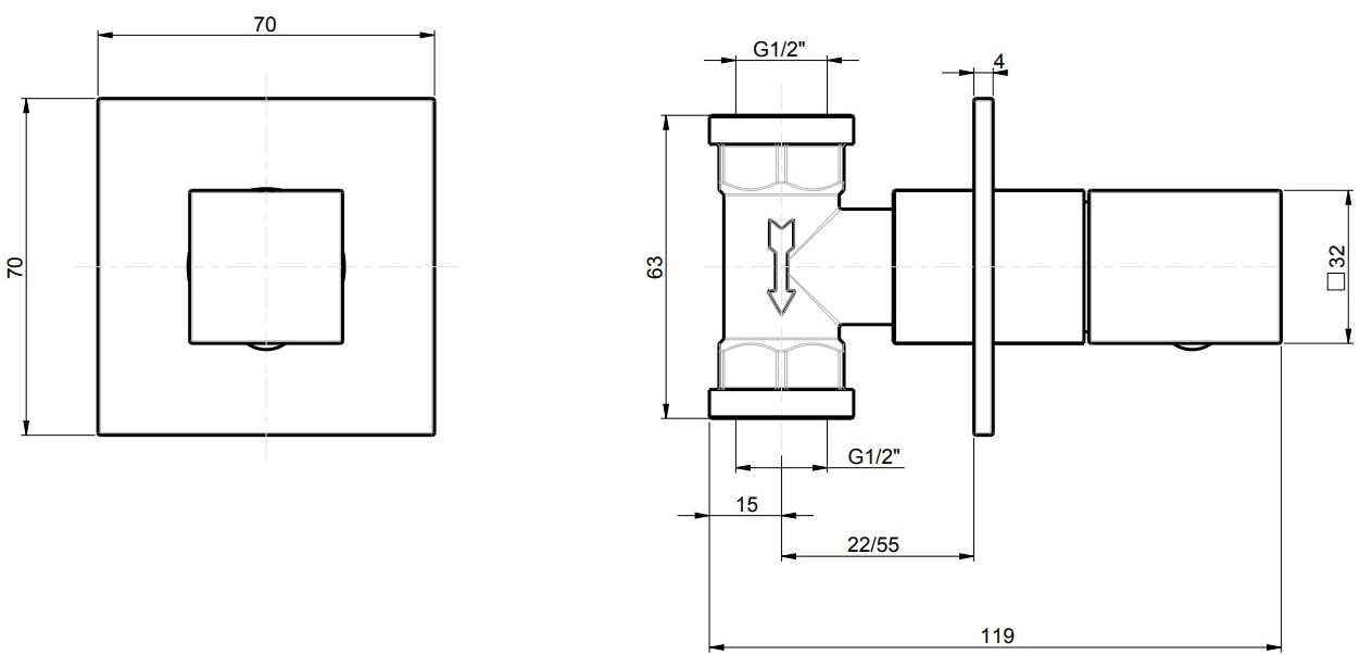 Rubinetterie Frattini Прямые встроенные запорные краны Vita sun-id-1418579 - Вид №1