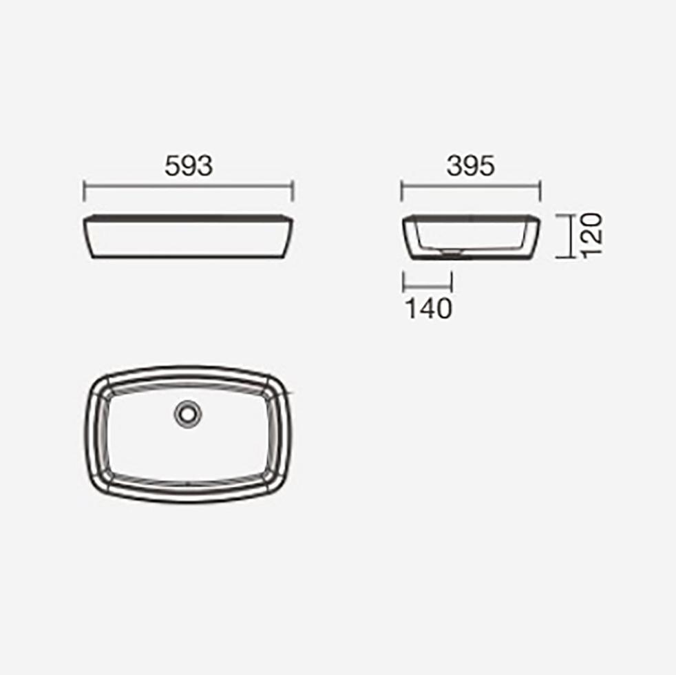 S10084550400000 Раковина накладная RECT UP 60cм Sanitana - Вид №2