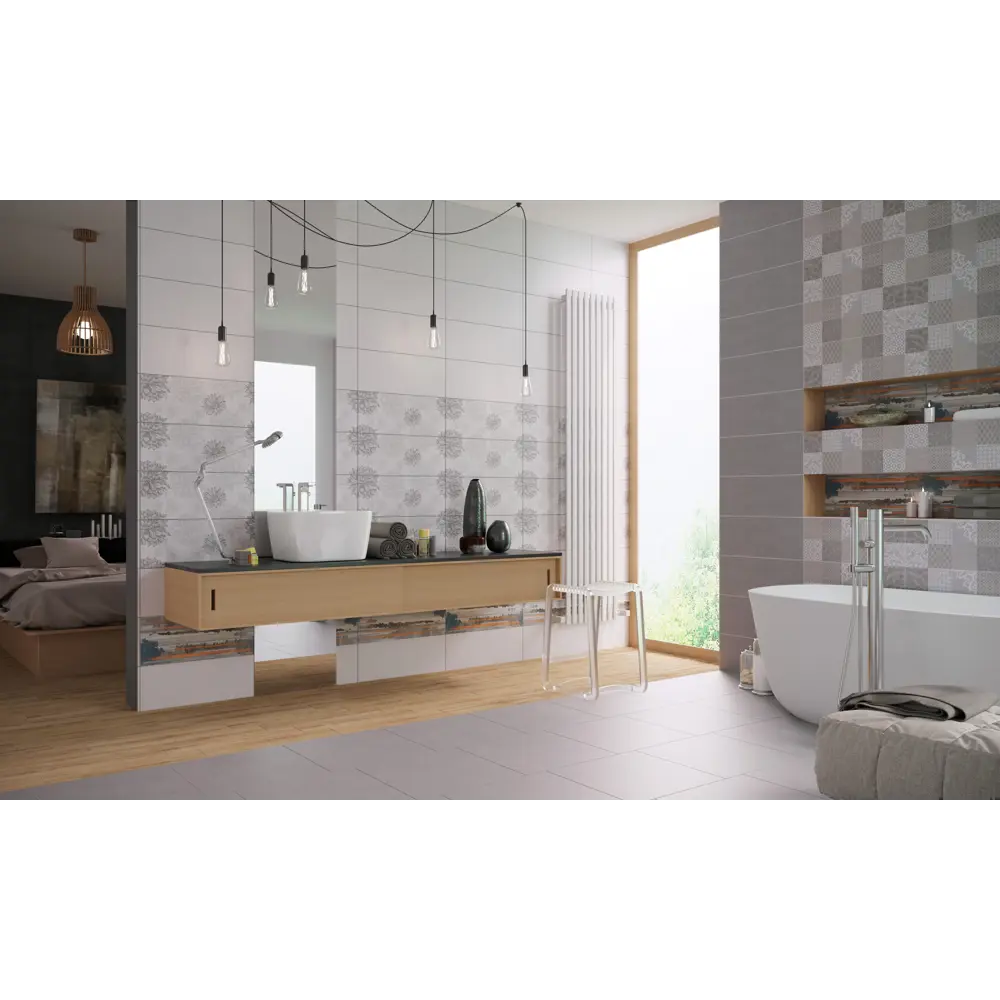 Плитка настенная Osaka Flower 20x50 см 1.3 м² цвет серый 82497526 STLM-2072676 Golden Tile - Вид №4