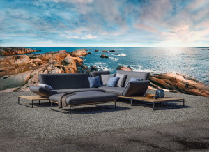 Угловой садовый диван из ткани