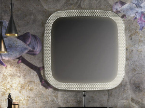 Прямоугольное зеркало со встроенным освещением для ванной комнаты