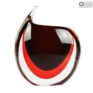 1705 ORIGINALMURANOGLASS Ваза Красный тигр - соммерсо - муранское стекло 15 см