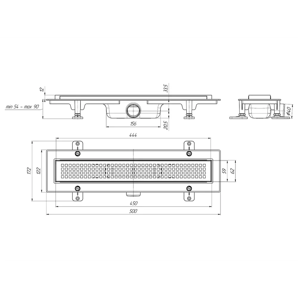 Трап для душа Equation комбинированный затвор 450x62 мм пластик цвет черный STLM-2020343 - Вид №2