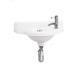 Burlington Cloakroom Маленькая изогнутая передняя раковина 50,5 см с 1 отверстием под смеситель P13R