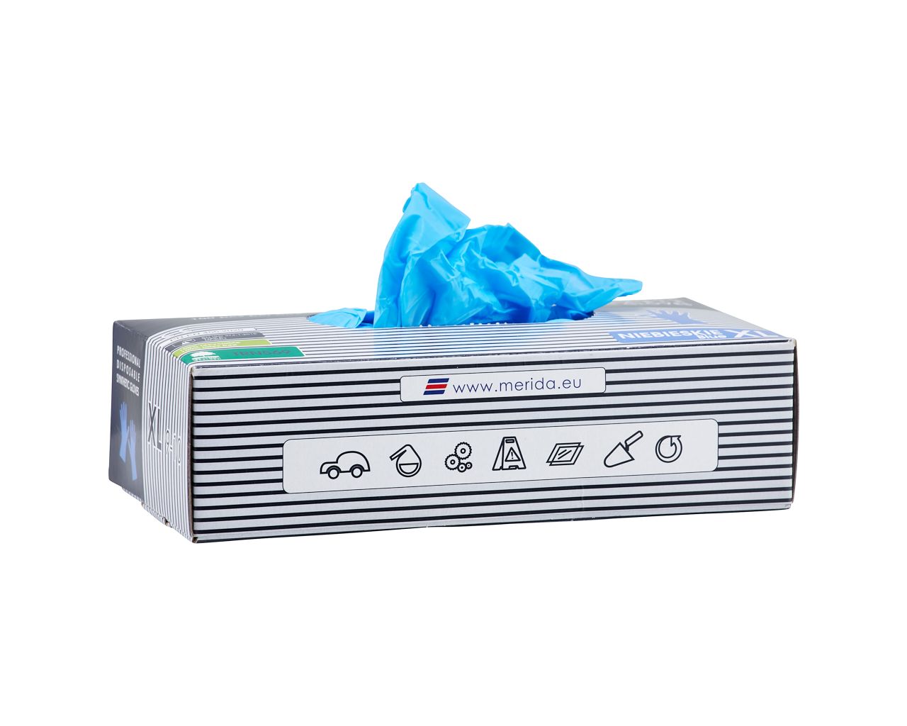 TRN569 Винилнитриловые перчатки, синие, размер XL, 100 шт. в упаковке Merida  - Вид №2