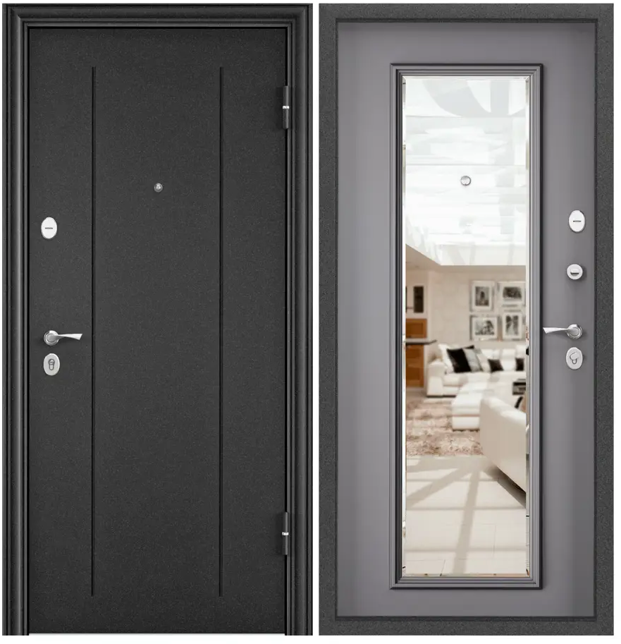 91587947 Входная дверь Torex Flat-M правый 210х86см цвет темно-серый букле графит/гриджио STLM-0893905