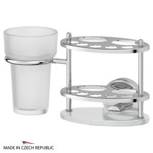 Держатель зубных щеток и пасты со стаканом стекло FBS (Чехия) LUX 061