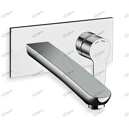 CRIND258 Смеситель для раковины LARGE, настенный, внешние части для CRICS200 (правая сторона) - CRICS201 (левая сторона) со сливом 1 "1/4 Up & Down и металлической пластиной Cristina Rubinetterie 