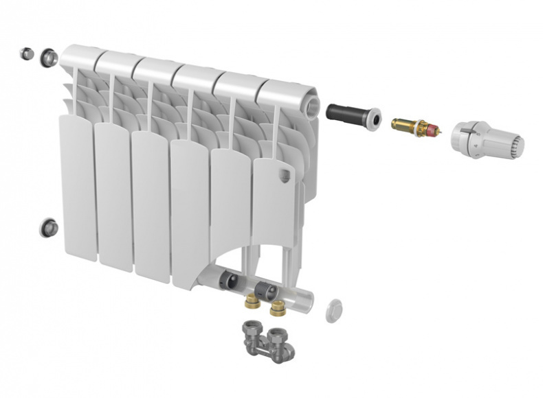 Биметаллический радиатор с нижним правым подключением Vittoria 350 VD - 4 секции Royal Thermo sun-id-646049 - Вид №1