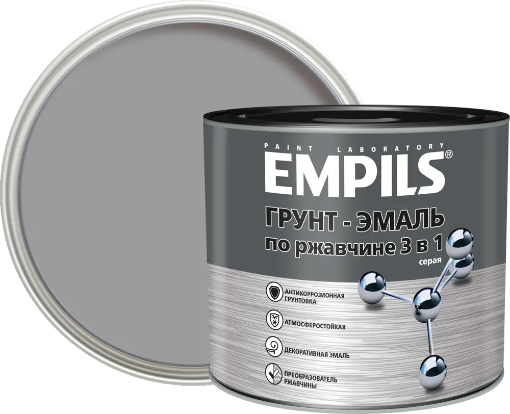 84434181 Грунт-эмаль по ржавчине 3 в 1 Empils PL гладкая цвет серый 2.7 кг STLM-0049999