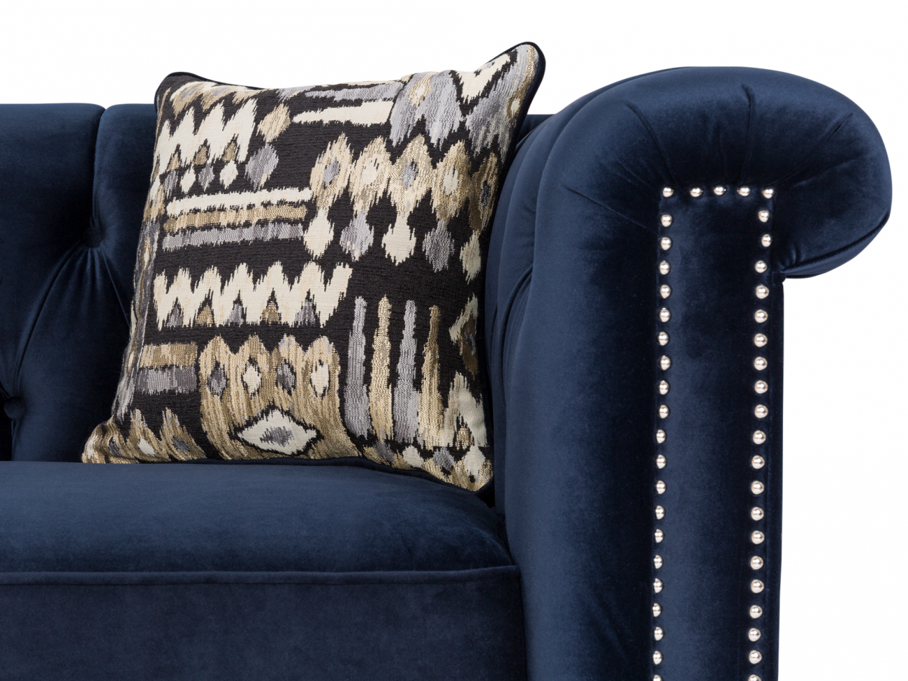 Диван прямой синий с капитоне Hickory KELLY LOUNGE ДИЗАЙНЕРСКИЕ 210975 Синий  - Вид №2