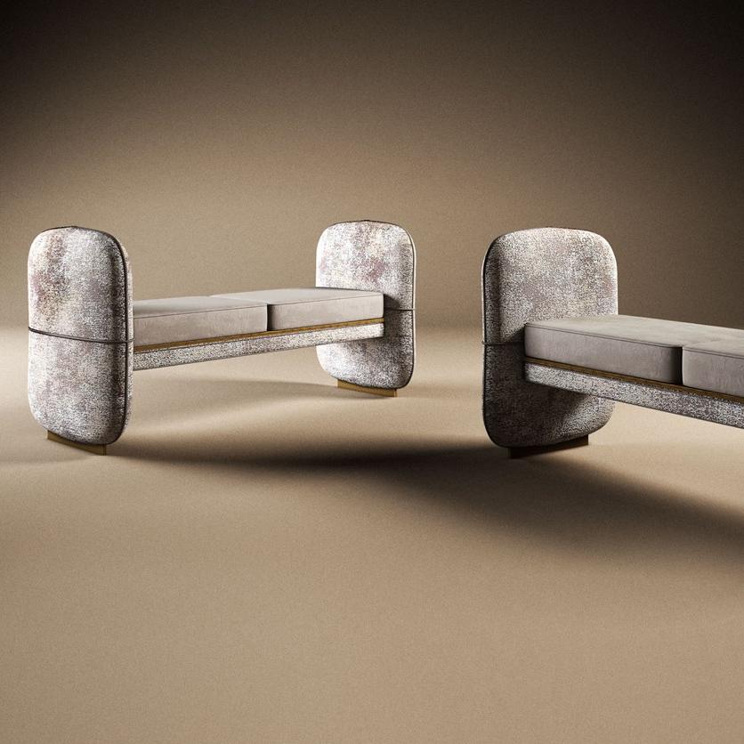 Porustudio Мягкая скамья из ткани Tennessee sun-id-1406778 - Вид №3