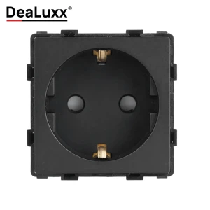 91710573 Розетка встраиваемая Dealuxx S30112 с заземлением цвет черный STLM-1102841