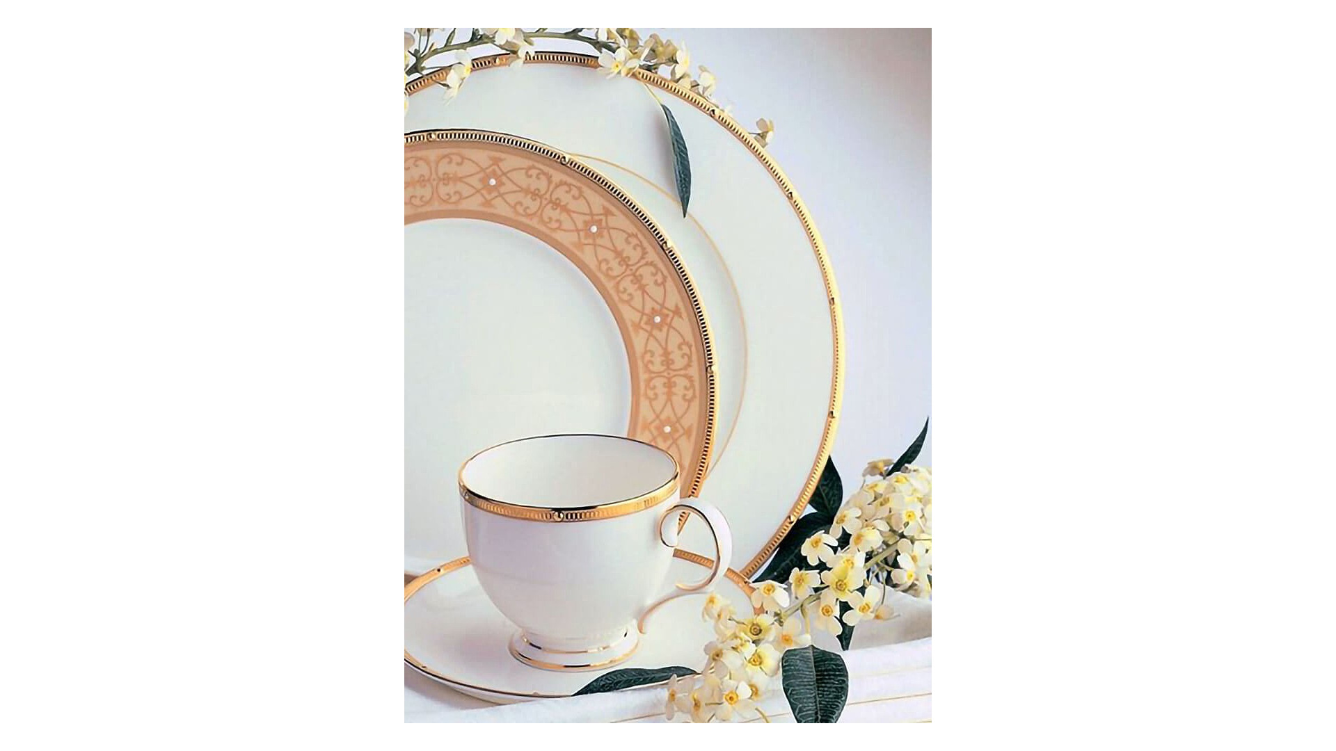 10665422 Noritake Набор из 6 чашек чайных с блюдцами Noritake "Рочель,золотой кант" 200мл Фарфор костяной  - Вид №4