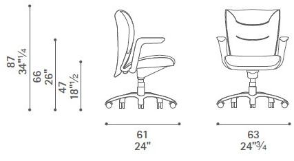 Poltrona Frau Поворотное кожаное кресло Executive с 5-ю спицами и колесами L'ufficio - poltrone ufficio sun-id-1372591 - Вид №8