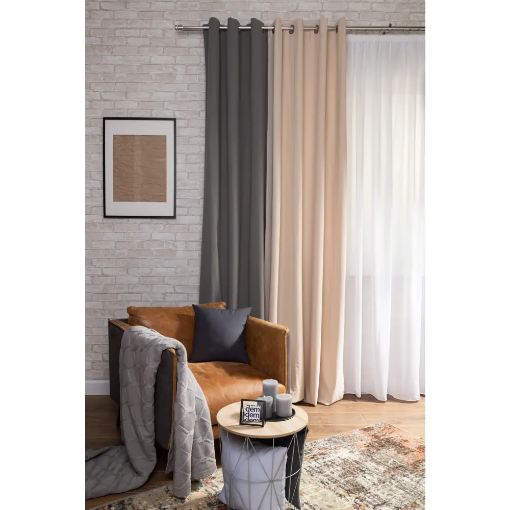Штора с люверсами Jeanne Trench, 135х280 см, однотонный, цвет бежевый INSPIRE STLM-2203527 - Вид №7