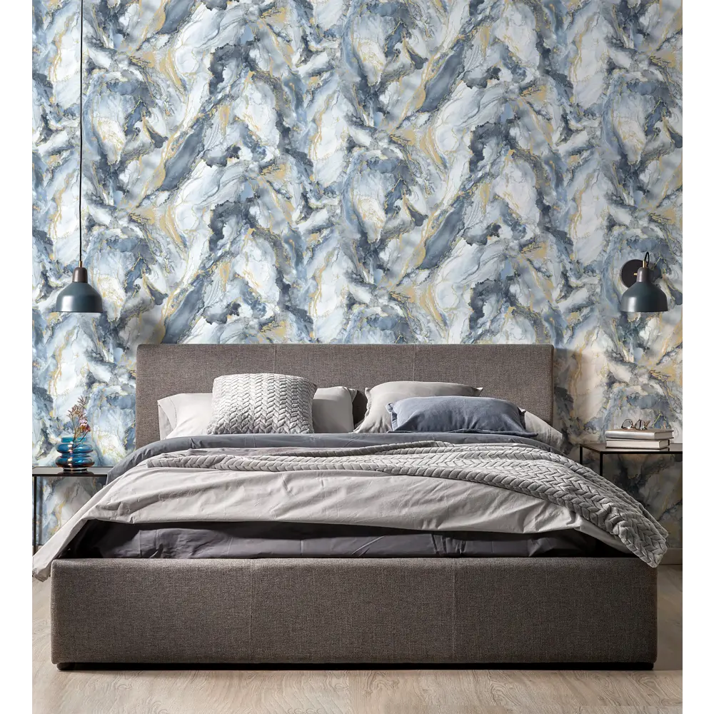 Флизелиновые обои NEW AGE Sangay глубокий синий 1.06 м 89389779 STLM-1545146 - Вид №1