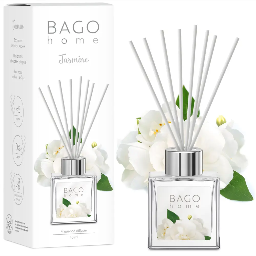 Аромадиффузор Bago home «Жасмин» — нежный цветочный акцент для интерьера 82520728 STLM-0029023