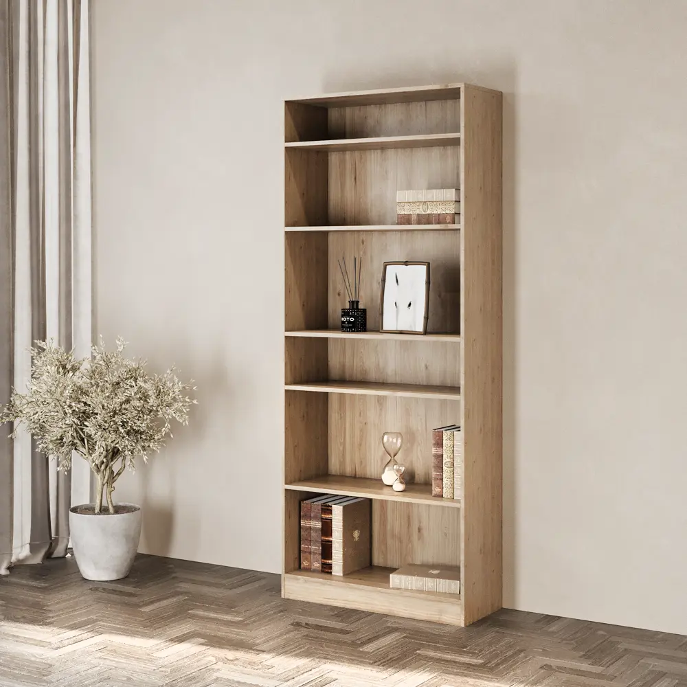 Стеллаж БУККЕР для книг с регулируемыми полками в стиле дуб Гикори 82851588