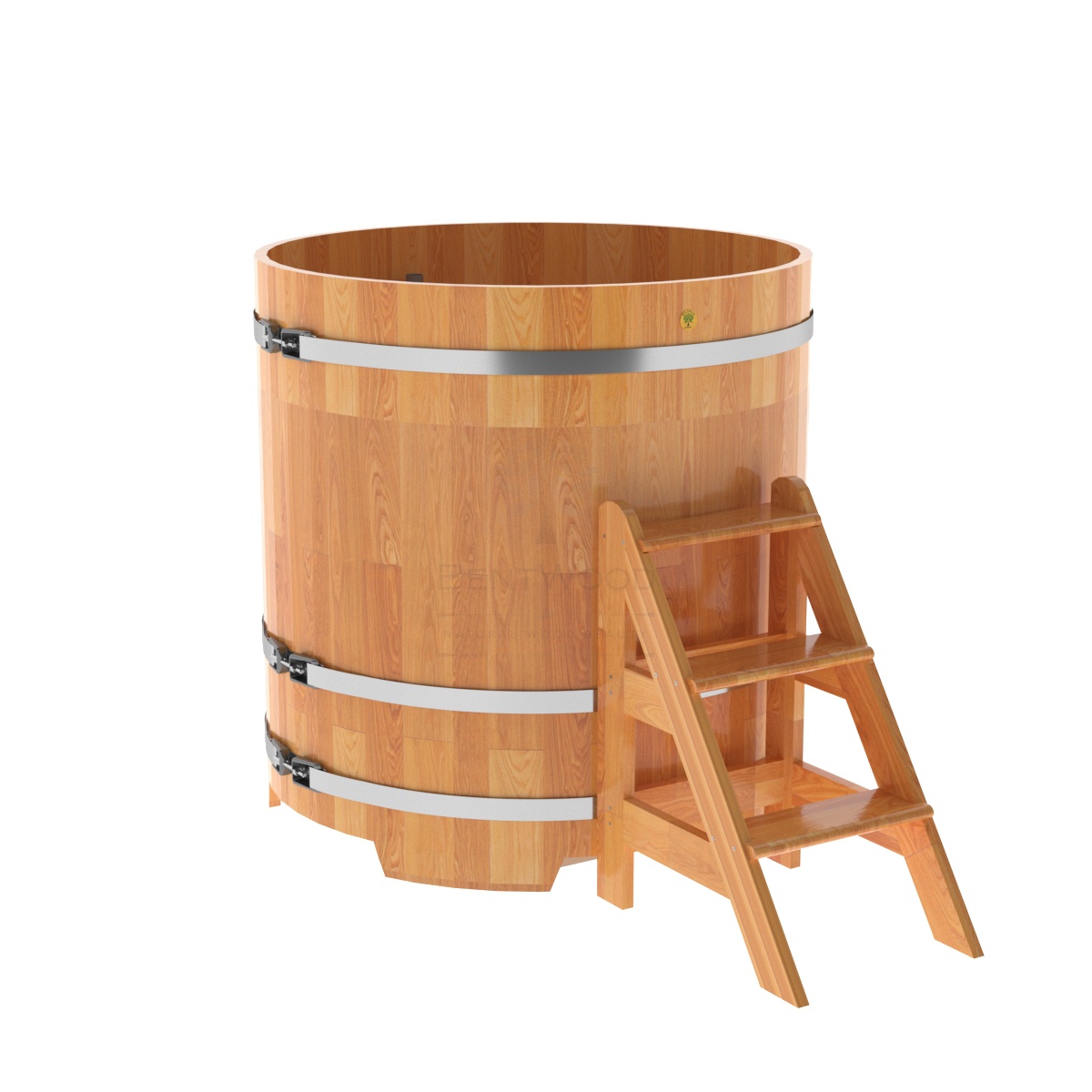 1505 Купель круглая из сращенных ламелей лиственницы d=1,17х1,2 натуральная Alyarus 