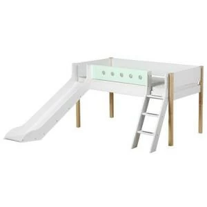 Кровать Flexa White с горкой и наклонной лестницей, 190 см, мятная лакированная