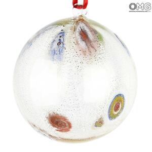 3680 ORIGINALMURANOGLASS Прозрачный Ёлочный шар Фанатазия миллефиори - муранское стекло OMG  см