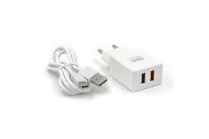 17858347 Сетевое зарядное устройство 2хUSB-А, 2.4А + кабель AM-Type-C 1 м, белый, 23750-U20EUTW BYZ
