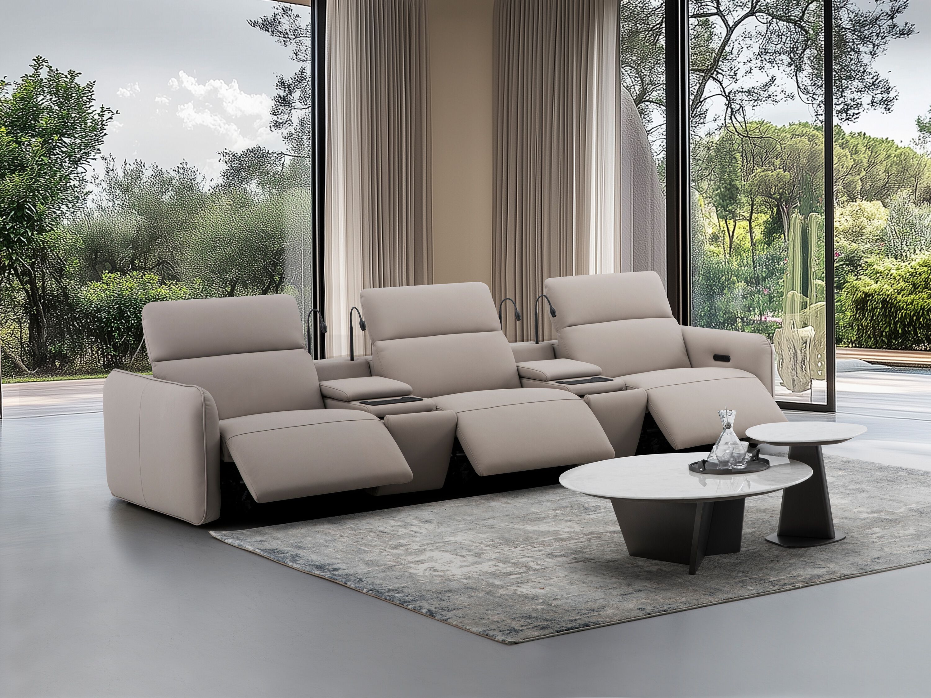 Модульный кожаный диван с откидной спинкой и отсеком для хранения CAMPO DE' FIORI FLOAT ARCH-00011438