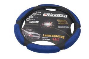 16284446 Оплетка на руль SPORT L 39-40 см, классика, Волга PVC 6 подушек Голубой LLA1blue VETTLER
