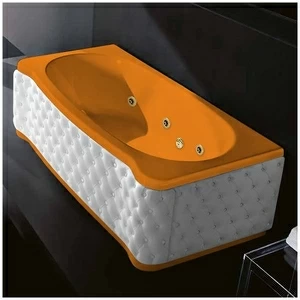 Ванна Gruppo treesse New Classic Young STX-V674B-SX-KBS-OZ оранжевая с золотой фурнитурой гидромассажем и дезинфекцией прямоугольная левая белая кожа