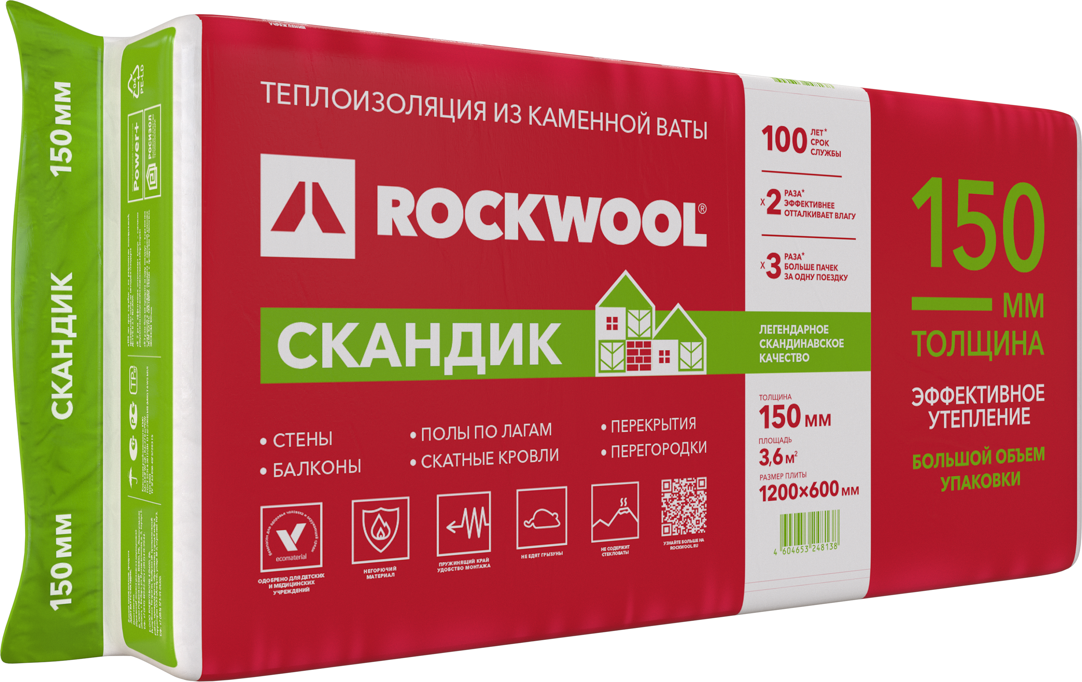 17829501 Утеплитель Роквул Лайт Баттс Скандик 150 мм 3.6 м² STLM-0008723 ROCKWOOL