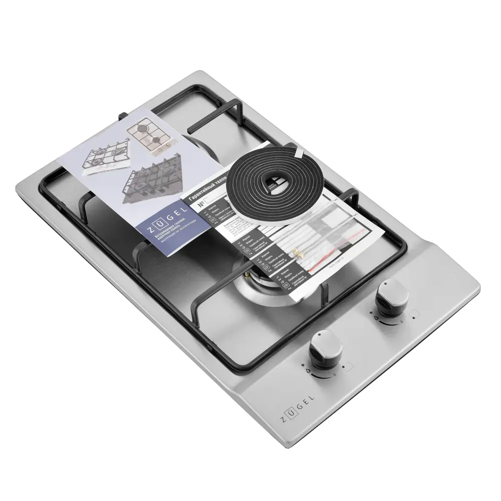 Газовая варочная панель Zugel ZGH293X 29 см 2 конфорки цвет серый STLM-2113796 - Вид №4