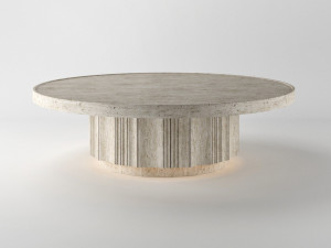 Травертин круглый низкий журнальный столик