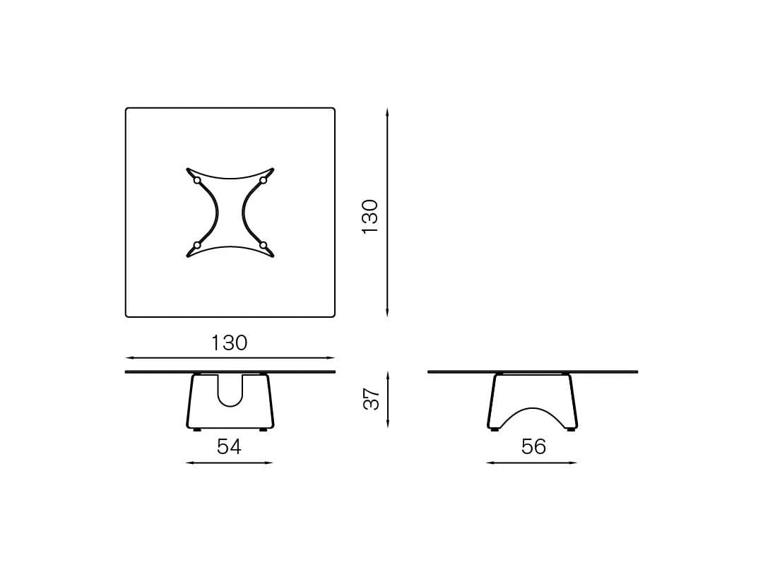 Алюминиевый и стеклянный низкий квадратный журнальный столик BALERI ITALIA Bentz ARCH-00153161 - Вид №3