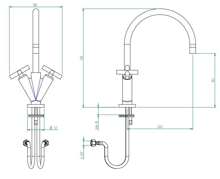 Смеситель для раковины с одним отверстием и отдельными розетками Zazzeri Da-Da ARCH-00080493 - Вид №3
