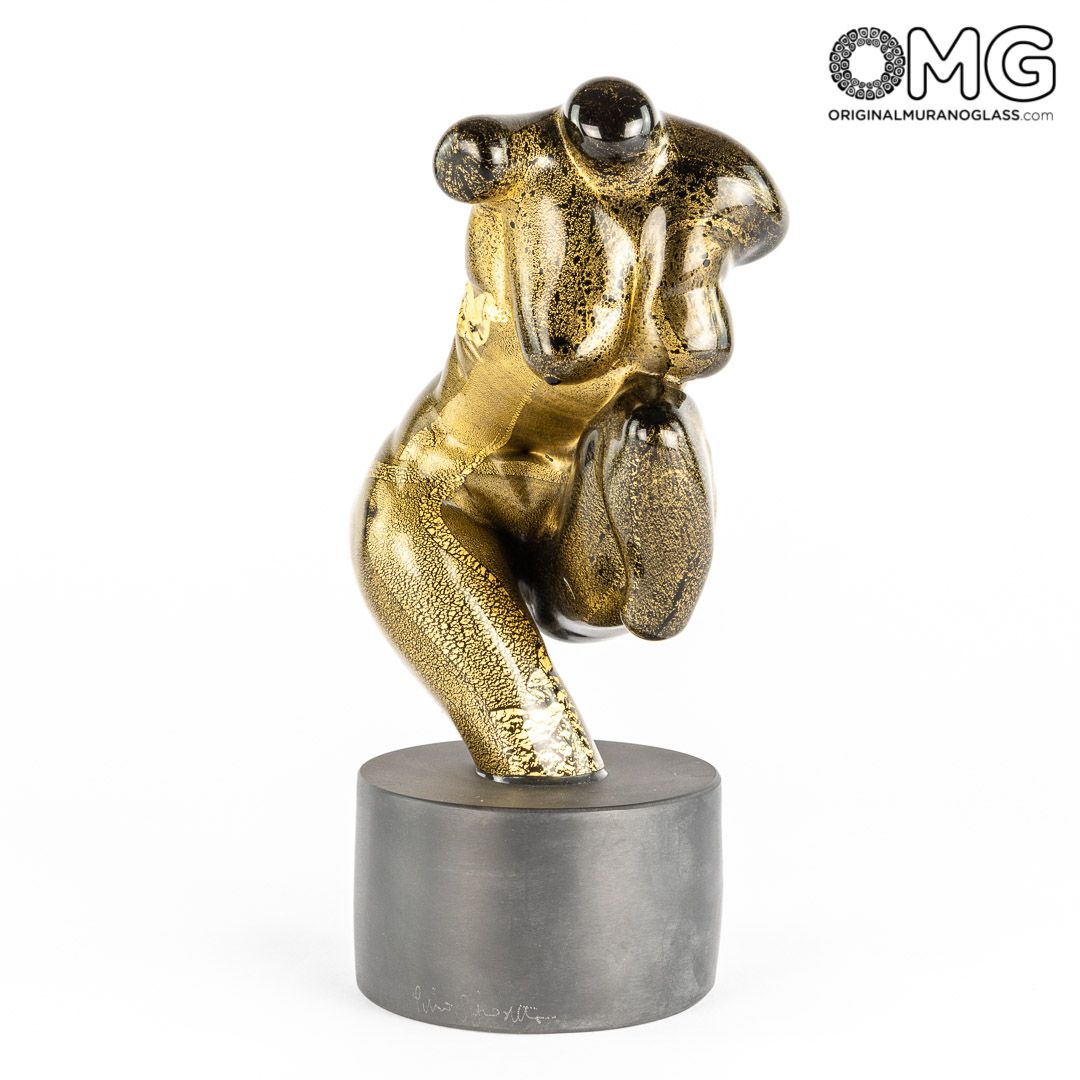 3527 ORIGINALMURANOGLASS Скульптура Золотая Женщина - Пино Синьоретто - муранское стекло OMG 11 см  - Вид №1