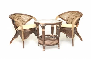 Обеденная группа бежевая, столик и кресла на 2 персоны Trio ЭКО ДИЗАЙН ПЛЕТЕНАЯ 009644 Бежевый;коричневый