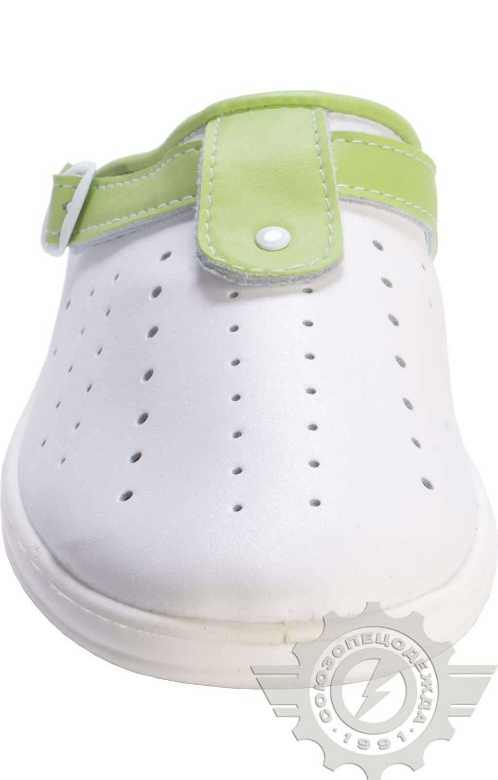 63189 Туфли Сабо "Комфорт" белые с салатовым  Медицинская обувь размер 37 Спецодежда  - Вид №1