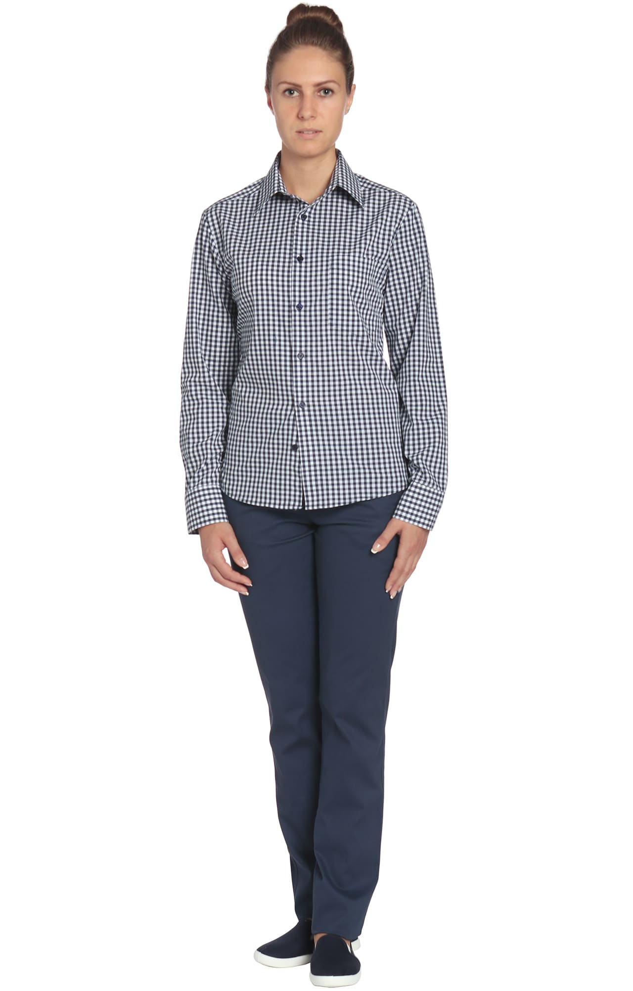 67785 Рубашка в клетку mini check blue-white (мелкая клетка сине-белая) HIPSTER  Толстовки, рубашки, футболки, тенниски  размер 40 (80)  - Вид №1